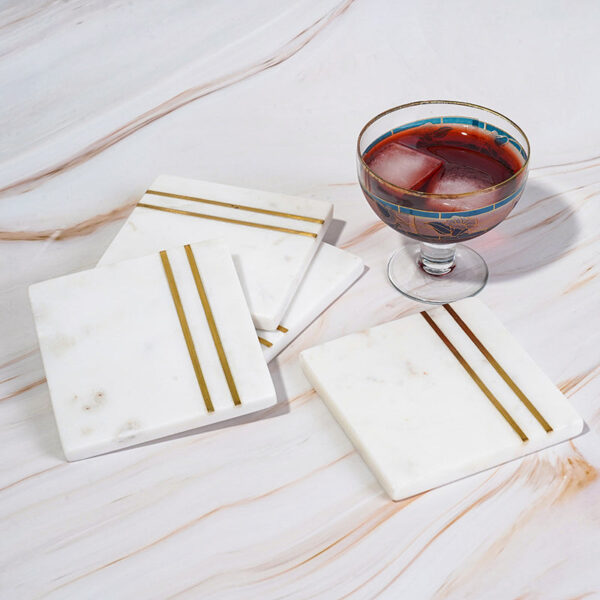 Marble Coasters with Brass Inlay