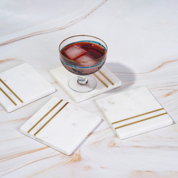 Marble Coasters with Brass Inlay - Image 2