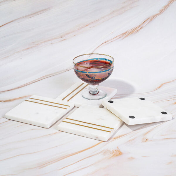 Marble Coasters with Brass Inlay - Image 3