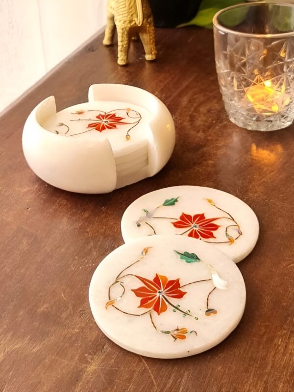 Fergana Elegance Marble Inlay Coaster and Bowl - Image 8