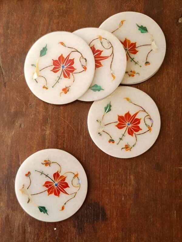 Fergana Elegance Marble Inlay Coaster and Bowl - Image 7