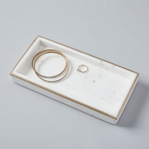 Brass-Inlay Marble Tray