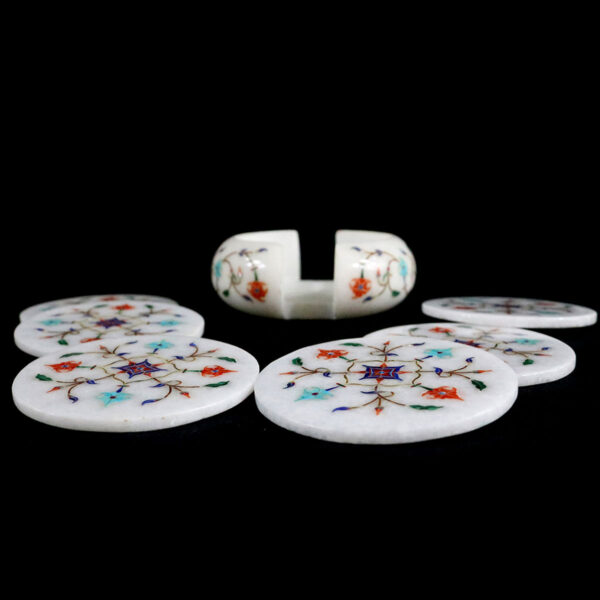 Eternal Elegance Marble Inlay Coaster Set - Image 2