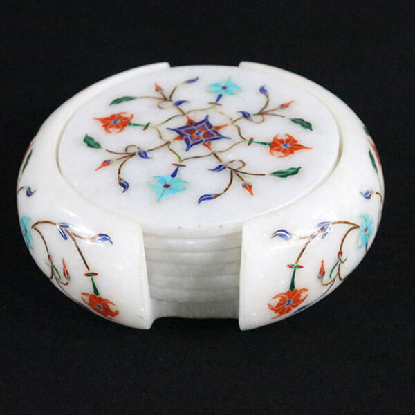 Eternal Elegance Marble Inlay Coaster Set - Image 3