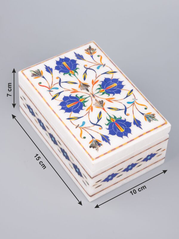 Handcrafted Pachchikari Marble Inlay Jewelry Box - Image 5