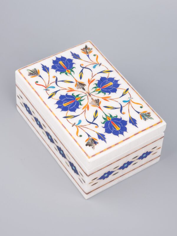 Handcrafted Pachchikari Marble Inlay Jewelry Box - Image 2