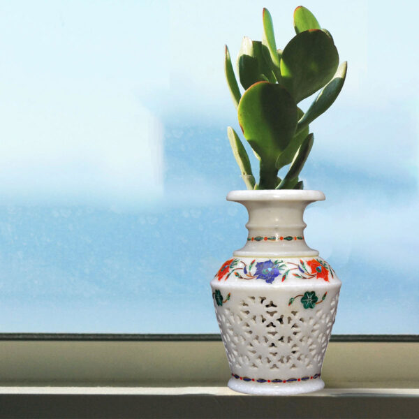 Handcrafted Marble Inlay Flower Pot