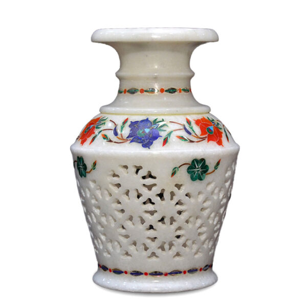 Handcrafted Marble Inlay Flower Pot - Image 3