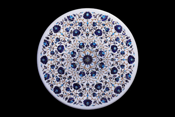Elegant Round Marble Inlay Tablet
