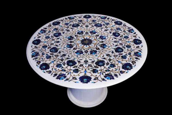 Elegant Round Marble Inlay Tablet - Image 3