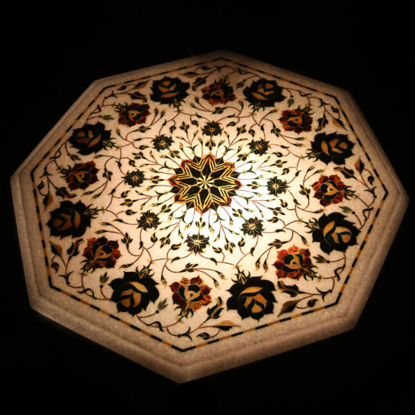 Hexagonal Marble Inlay Table Tray - Image 3