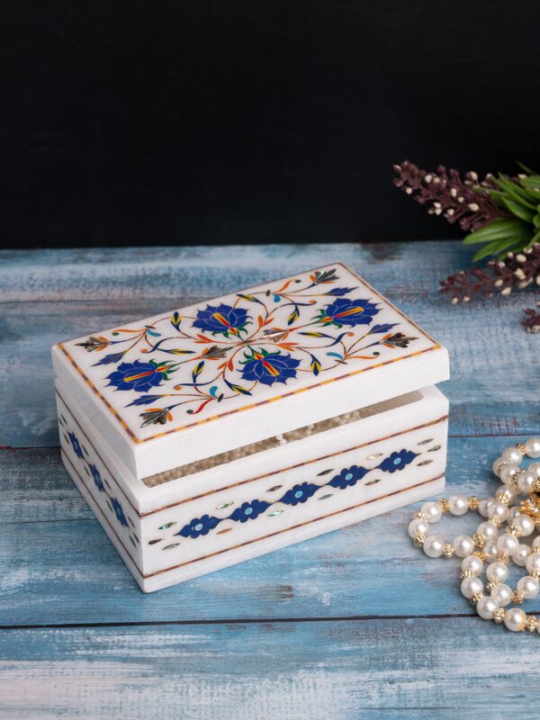 Handcrafted Pachchikari Marble Inlay Jewelry Box