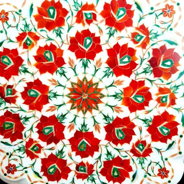 Radiant Rose Marble Decorative Art Plate - Image 2