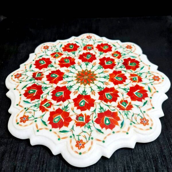 Radiant Rose Marble Decorative Art Plate - Image 3