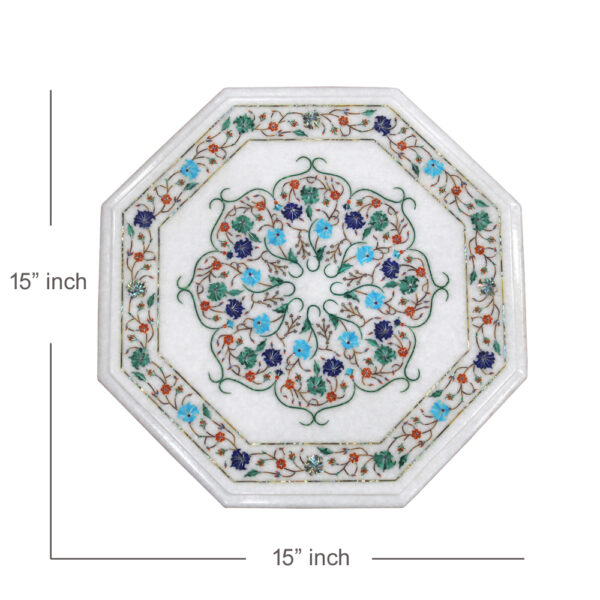 Exquisite Handmade Marble Inlay Tabletop - Image 6
